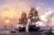 Alexey Bogolyubov Capturing of Swedish 44-gun frigate Venus by Russian 22-gun cutter Merkuriy of June 1, 1789. oil on canvas
